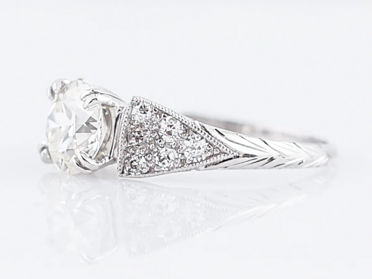Antique Platinum Engagement Ring w/ 1.25 Carat European Diamond - Image 3