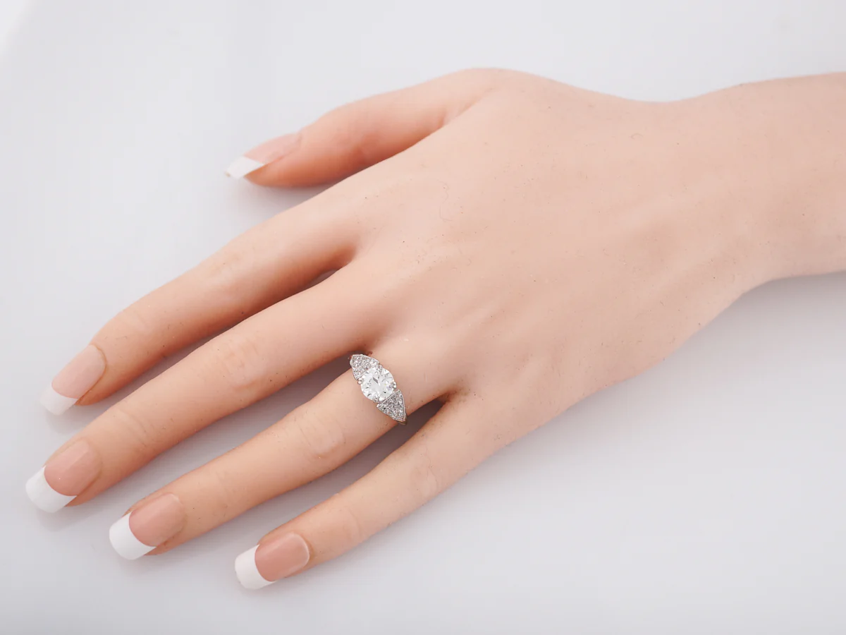 Antique Platinum Engagement Ring w/ 1.25 Carat European Diamond - Image 7