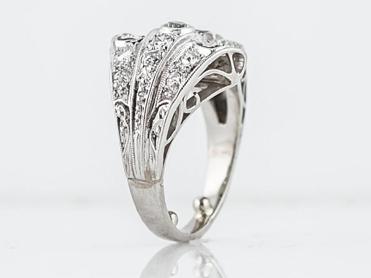 Antique Right Hand Ring Art Deco 1.02 Old European Cut Diamonds in Platinum - Image 4