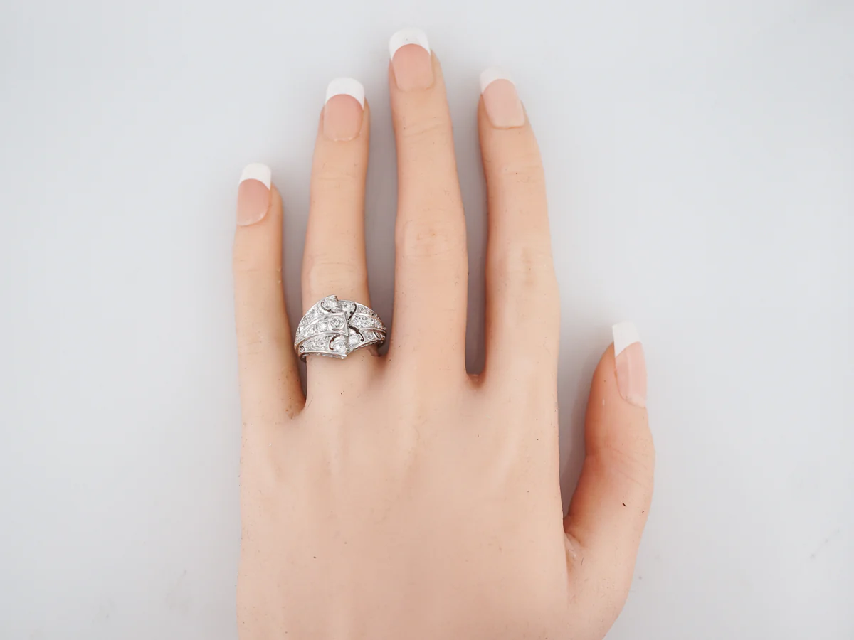 Antique Right Hand Ring Art Deco 1.02 Old European Cut Diamonds in Platinum - Image 7