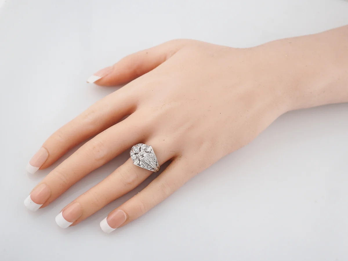 Antique Right Hand Ring Art Deco 1.02 Old European Cut Diamonds in Platinum - Image 8