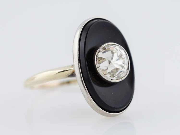 Antique Right Hand Ring Art Deco 1.10ct Old European Cut Diamond in 18k Yellow Gold - Image 2
