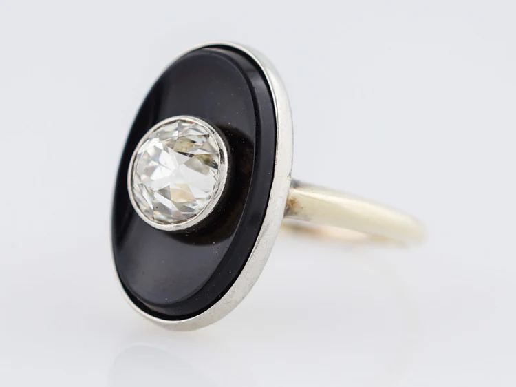 Antique Right Hand Ring Art Deco 1.10ct Old European Cut Diamond in 18k Yellow Gold - Image 3