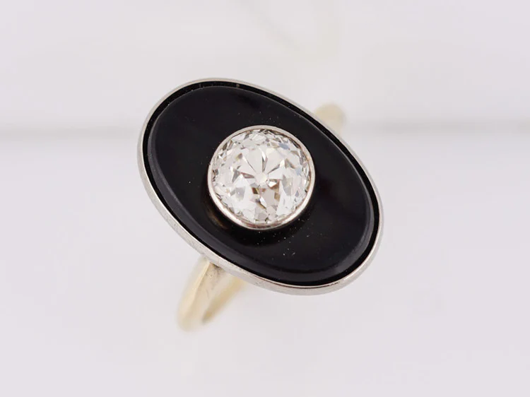 Antique Right Hand Ring Art Deco 1.10ct Old European Cut Diamond in 18k Yellow Gold - Image 4