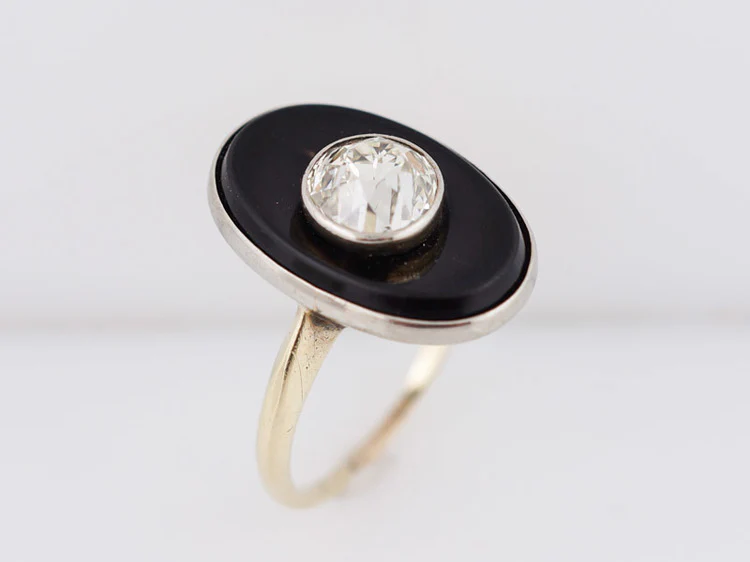 Antique Right Hand Ring Art Deco 1.10ct Old European Cut Diamond in 18k Yellow Gold - Image 5