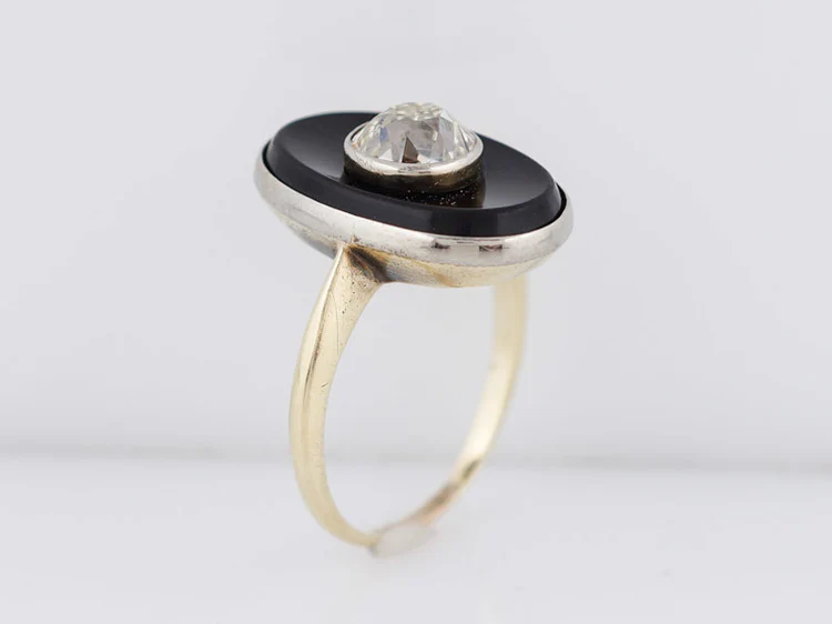 Antique Right Hand Ring Art Deco 1.10ct Old European Cut Diamond in 18k Yellow Gold - Image 6