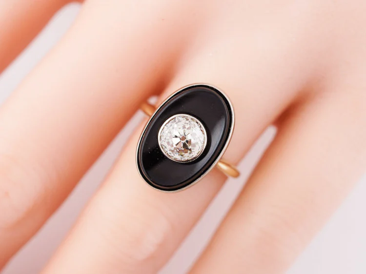 Antique Right Hand Ring Art Deco 1.10ct Old European Cut Diamond in 18k Yellow Gold - Image 9