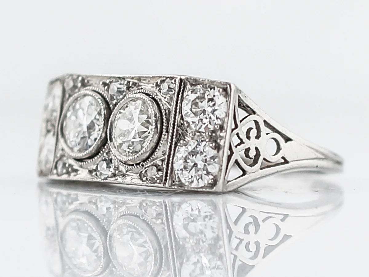 ***RTV 5/23/19***Antique Right Hand Ring Art Deco 1.12 Old European Cut Diamonds in Platinum - Image 2