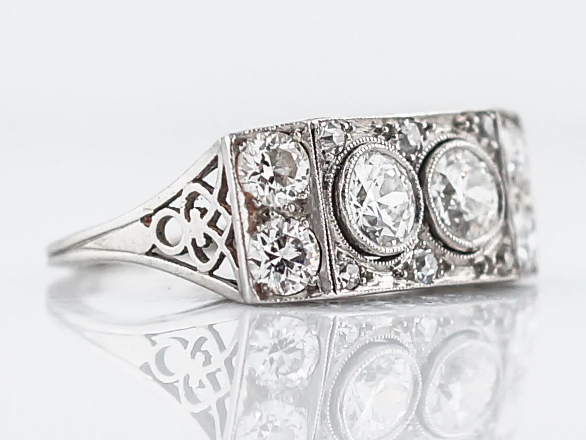 ***RTV 5/23/19***Antique Right Hand Ring Art Deco 1.12 Old European Cut Diamonds in Platinum - Image 3