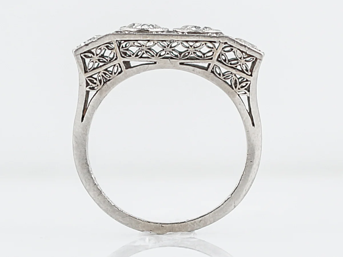 ***RTV 5/23/19***Antique Right Hand Ring Art Deco 1.12 Old European Cut Diamonds in Platinum - Image 4