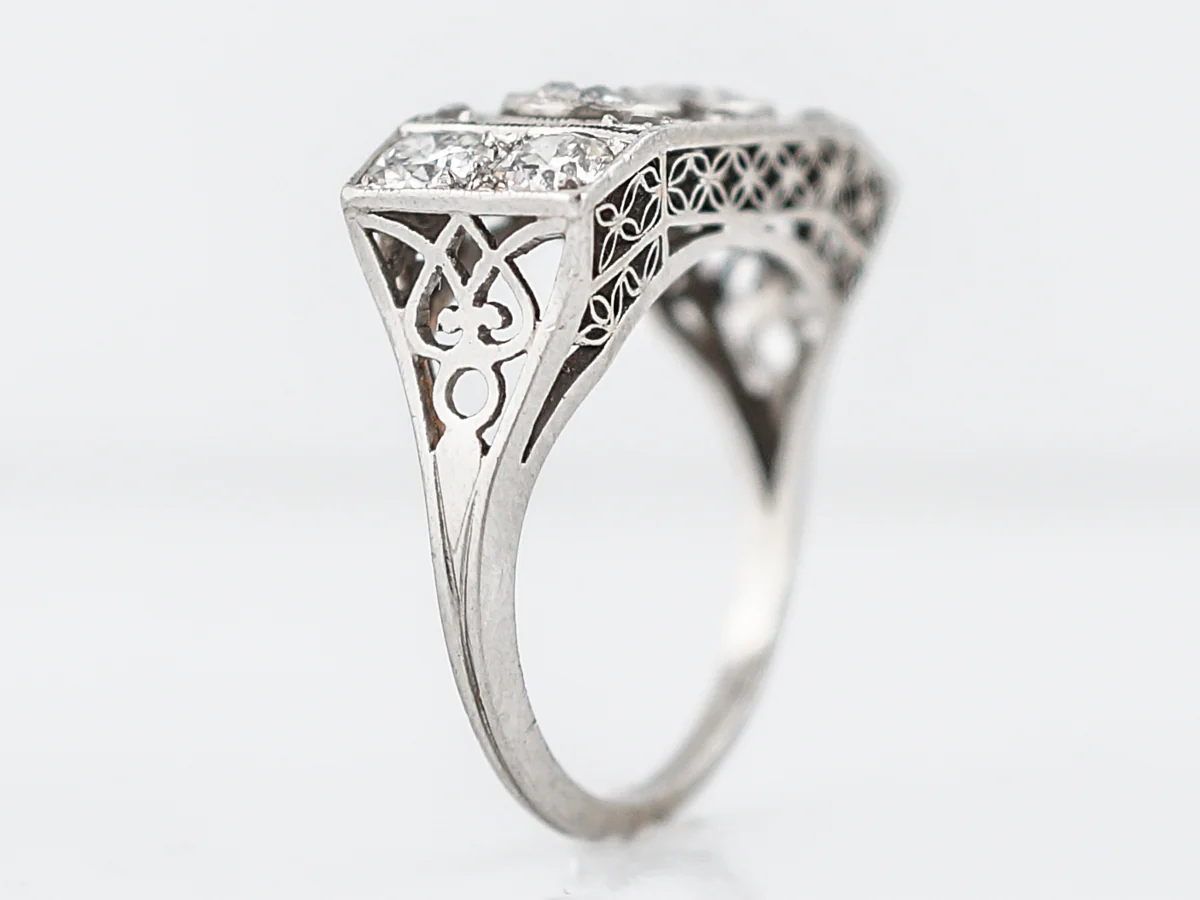 ***RTV 5/23/19***Antique Right Hand Ring Art Deco 1.12 Old European Cut Diamonds in Platinum - Image 5