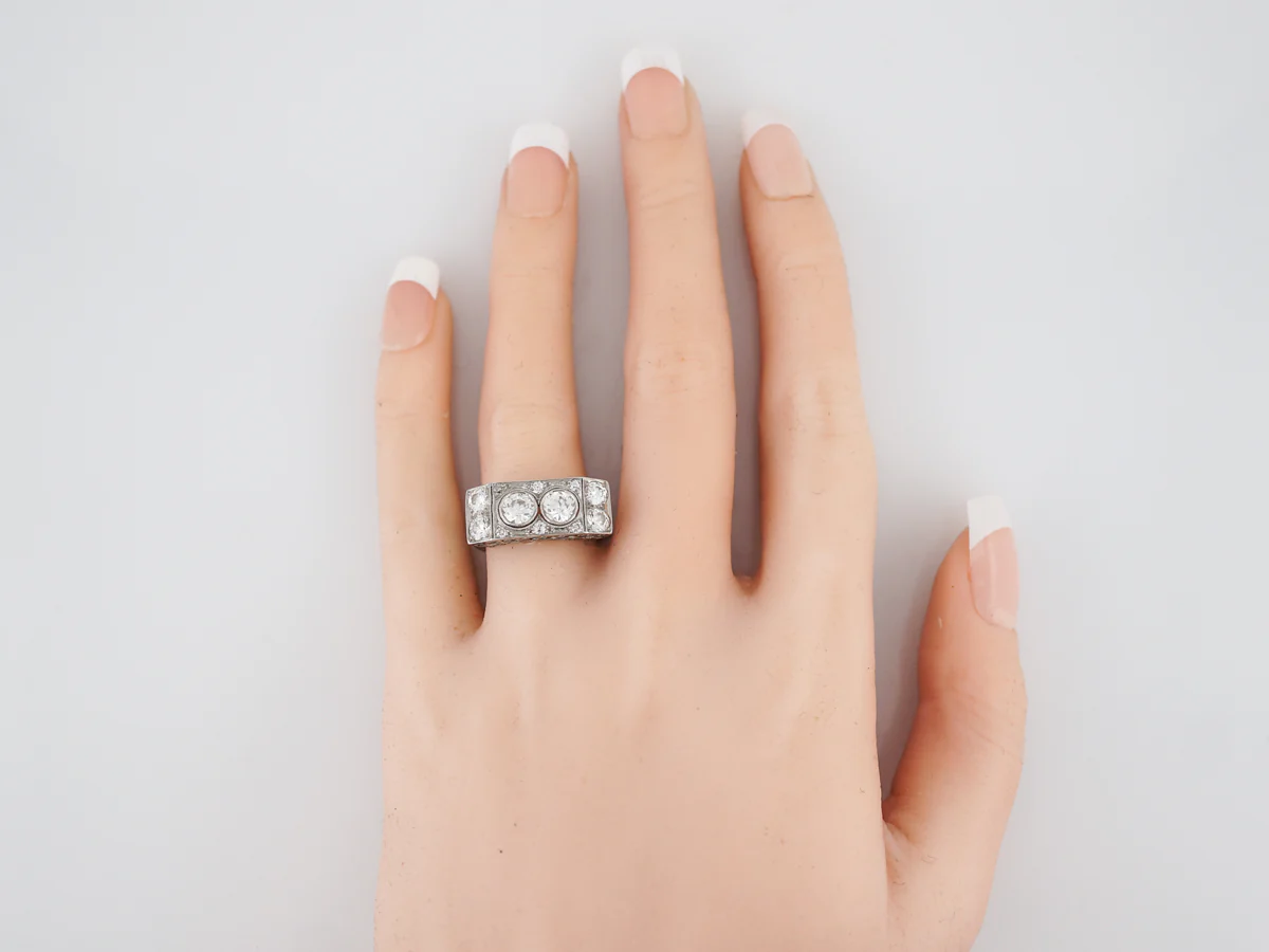 ***RTV 5/23/19***Antique Right Hand Ring Art Deco 1.12 Old European Cut Diamonds in Platinum - Image 6