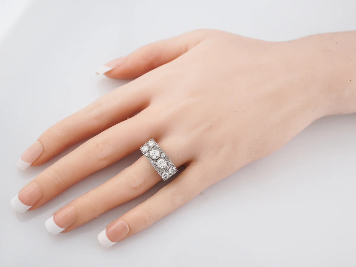 ***RTV 5/23/19***Antique Right Hand Ring Art Deco 1.12 Old European Cut Diamonds in Platinum - Image 7
