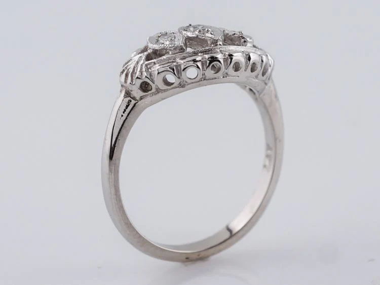 Antique Right Hand Ring Art Deco .13 Single Cut Diamonds in 14k White Gold - Image 5