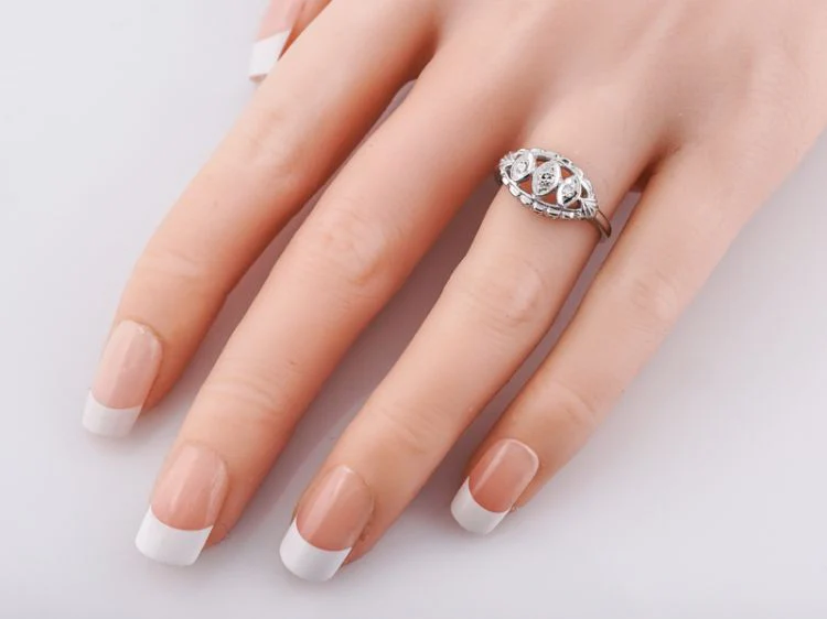 Antique Right Hand Ring Art Deco .13 Single Cut Diamonds in 14k White Gold - Image 6