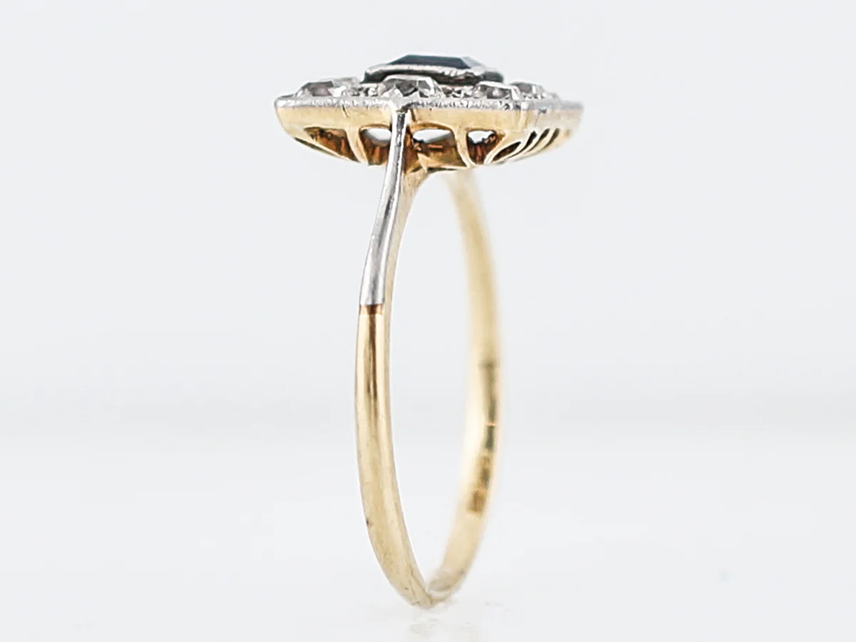 ***RTV 5/23/19***Antique Right Hand Ring Art Deco .17 Square Step Sapphire in 18K Yellow Gold & Platinum - Image 4