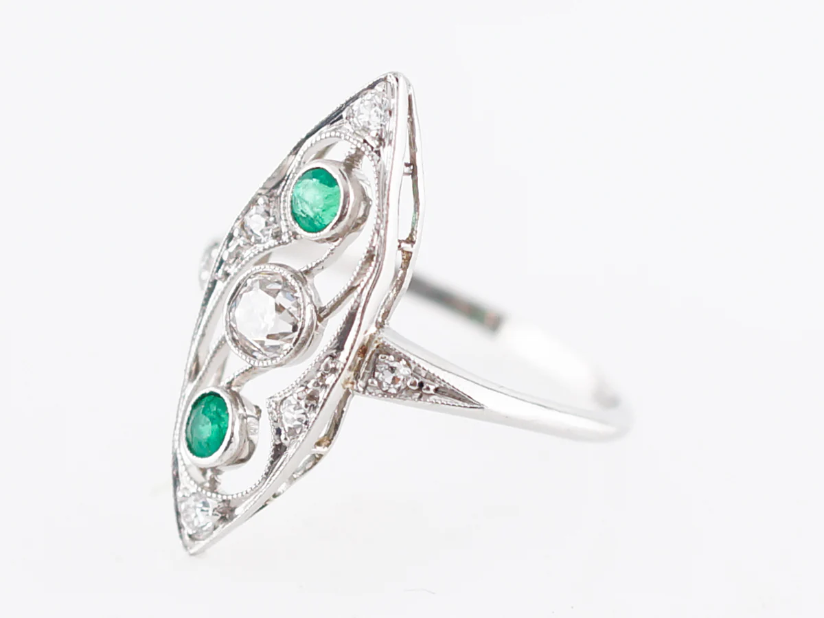 Antique Right Hand Ring Art Deco .18 Old European Cut Diamond in Platinum - Image 2