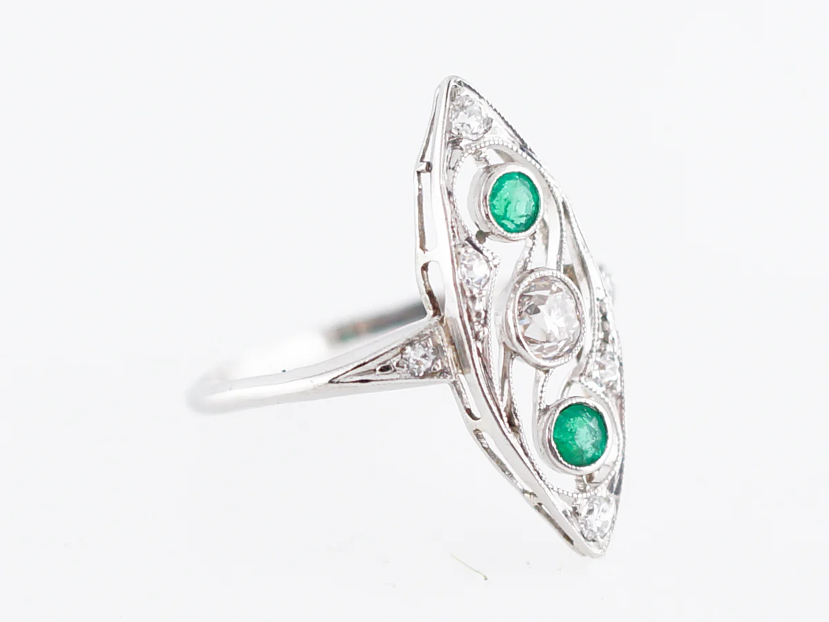 Antique Right Hand Ring Art Deco .18 Old European Cut Diamond in Platinum - Image 3