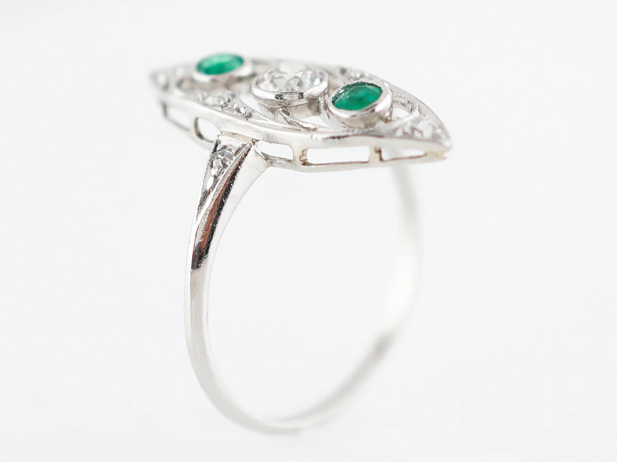 Antique Right Hand Ring Art Deco .18 Old European Cut Diamond in Platinum - Image 4