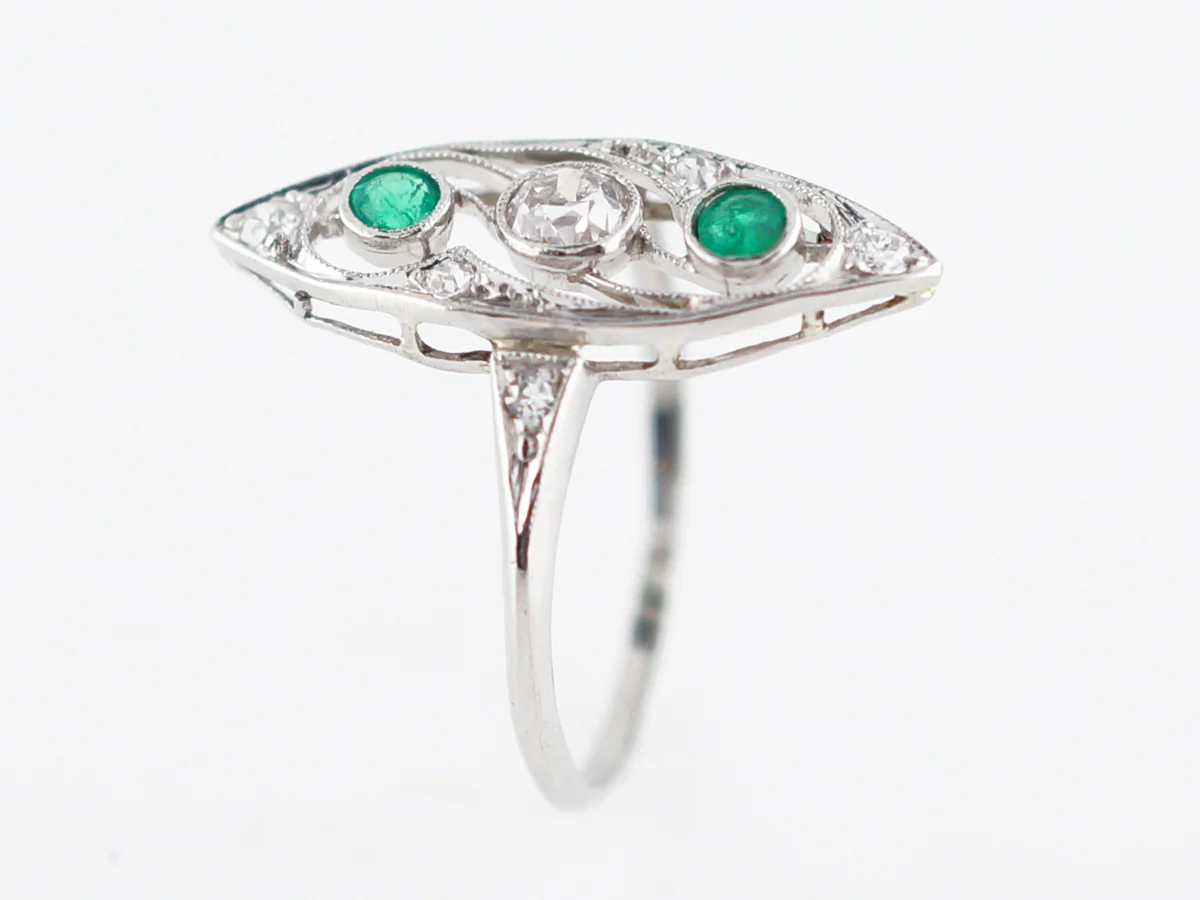 Antique Right Hand Ring Art Deco .18 Old European Cut Diamond in Platinum - Image 5