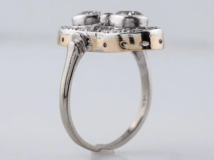 Antique Right Hand Ring Art Deco 2.03 Old Mine Cut Diamonds in 14k White Gold - Image 5