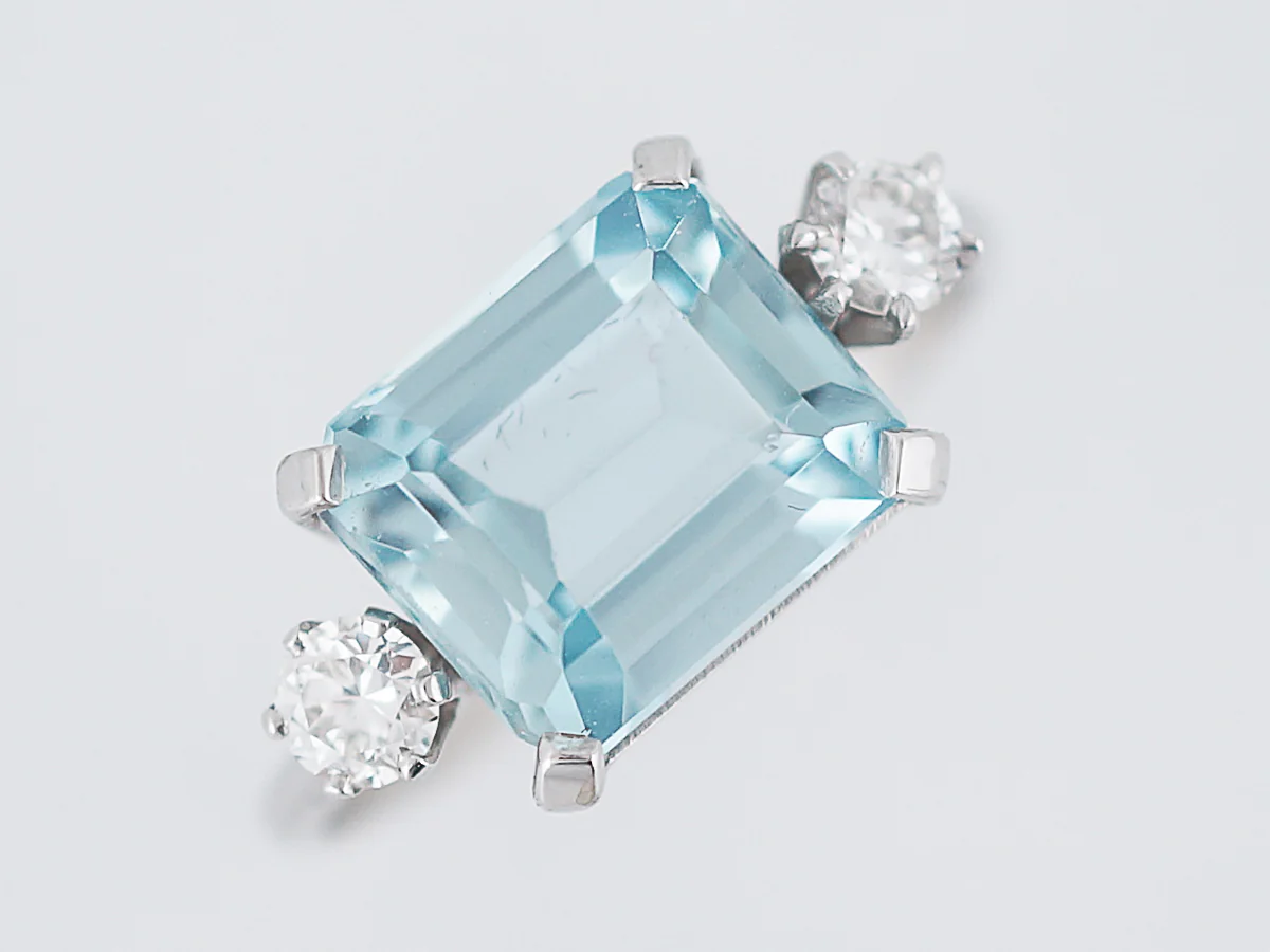 ***RTV***Antique Right Hand Ring Art Deco 2.71 Emerald Cut Aquamarine in Platinum - Image 4