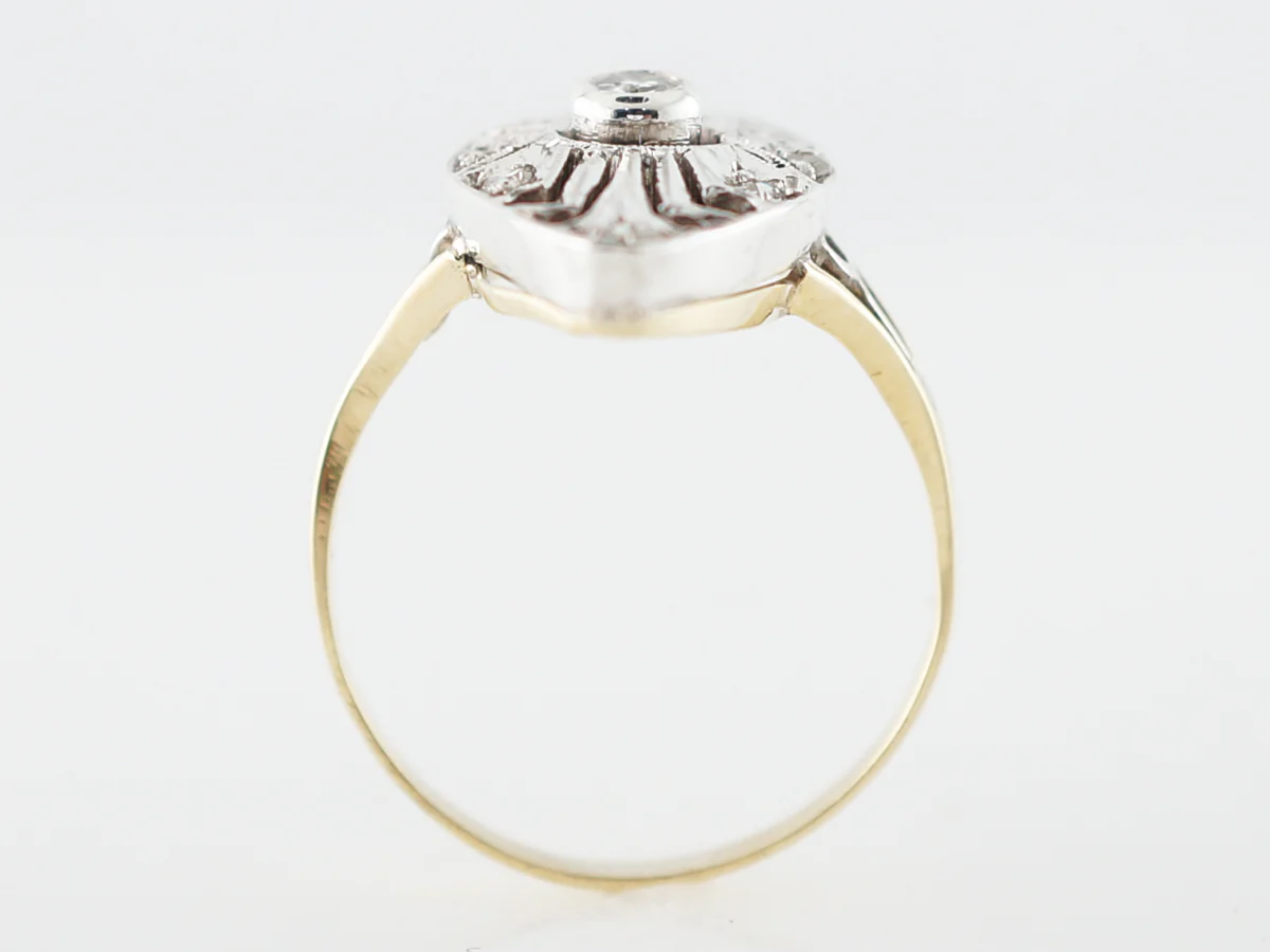 Antique Right Hand Ring Art Deco .30 Round Brilliant Cut Diamonds in 18k Yellow & White Gold - Image 4