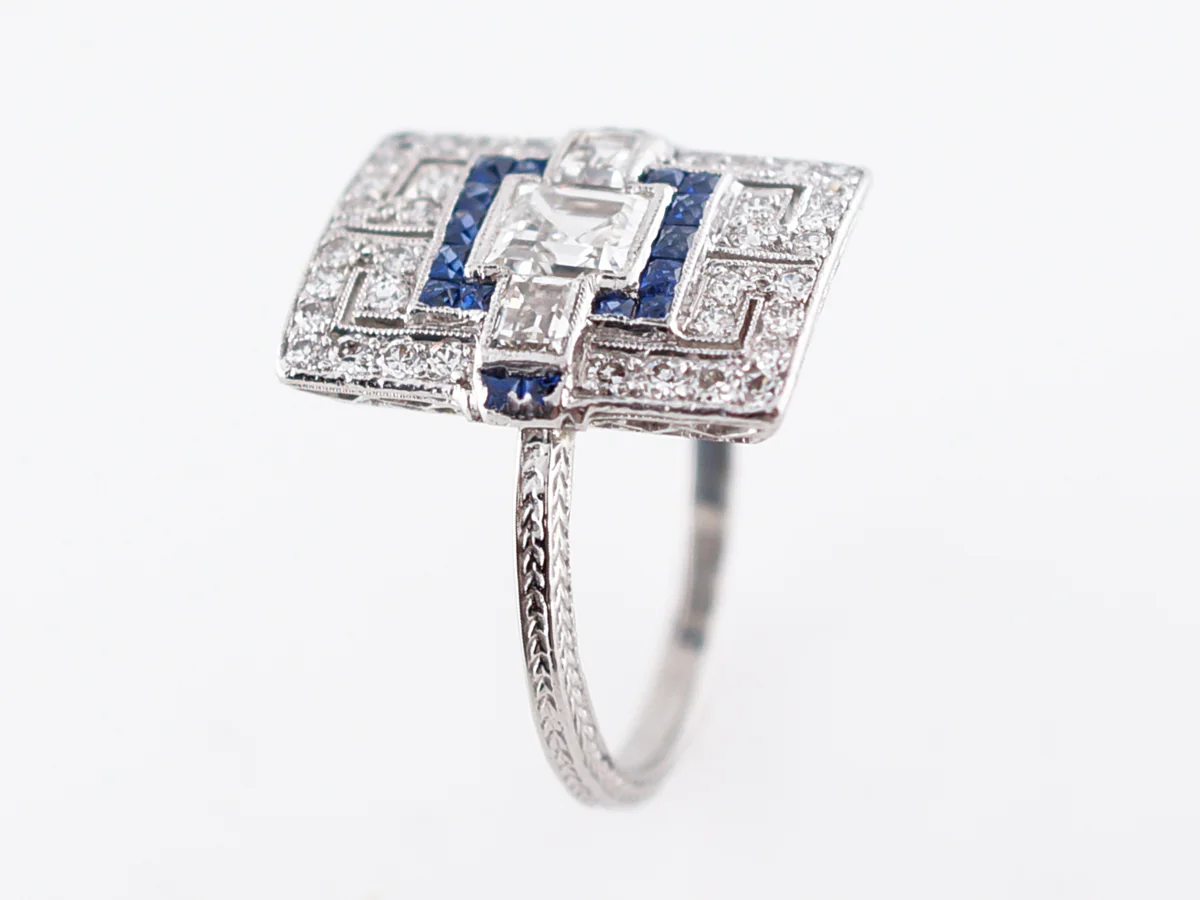 Antique Right Hand Ring Art Deco .47 Asscher Cut Diamond in Platinum - Image 5