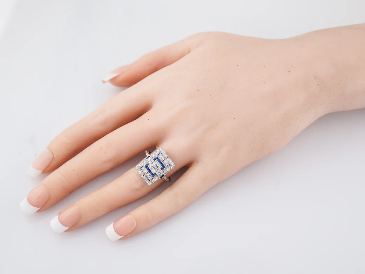 Antique Right Hand Ring Art Deco .47 Asscher Cut Diamond in Platinum - Image 7