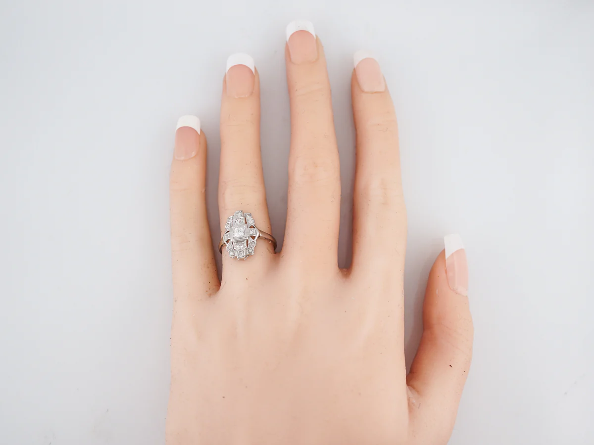Antique Right Hand Ring Art Deco .48 Old Mine & Single Cut Diamonds in Platinum - Image 6