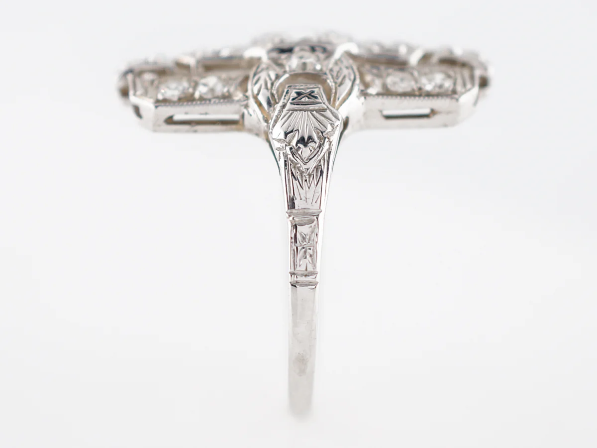 Antique Right Hand Ring Art Deco .78 Round Cut Diamonds in 18k White Gold - Image 4