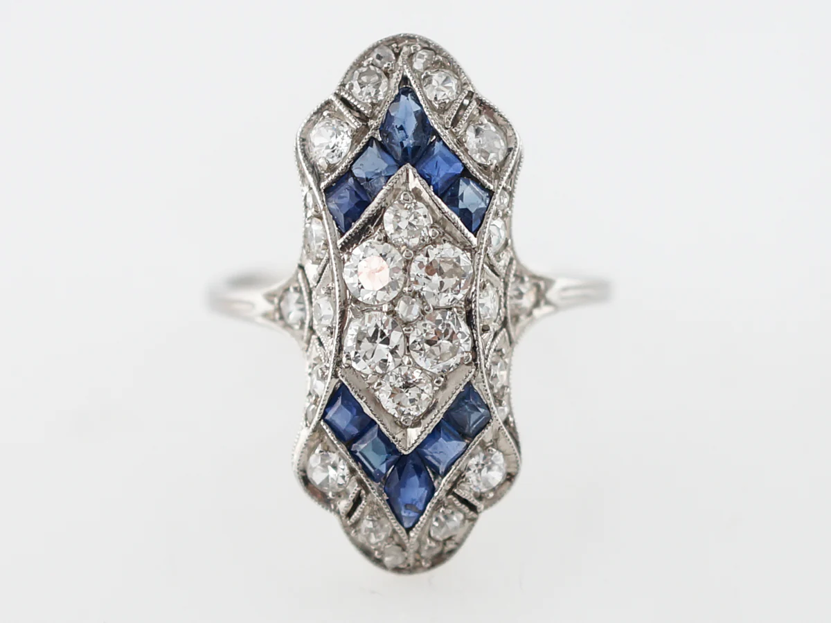 Antique Right Hand Ring Edwardian 1.03 carat Old European Diamonds in Platinum