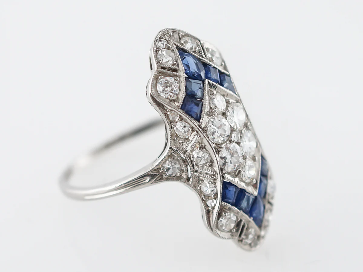 Antique Right Hand Ring Edwardian 1.03 carat Old European Diamonds in Platinum - Image 3