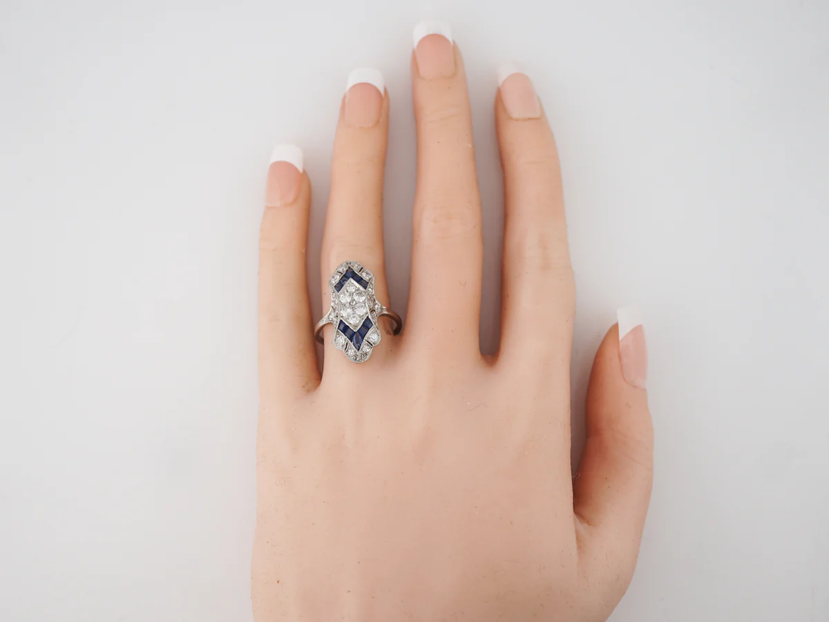 Antique Right Hand Ring Edwardian 1.03 carat Old European Diamonds in Platinum - Image 6