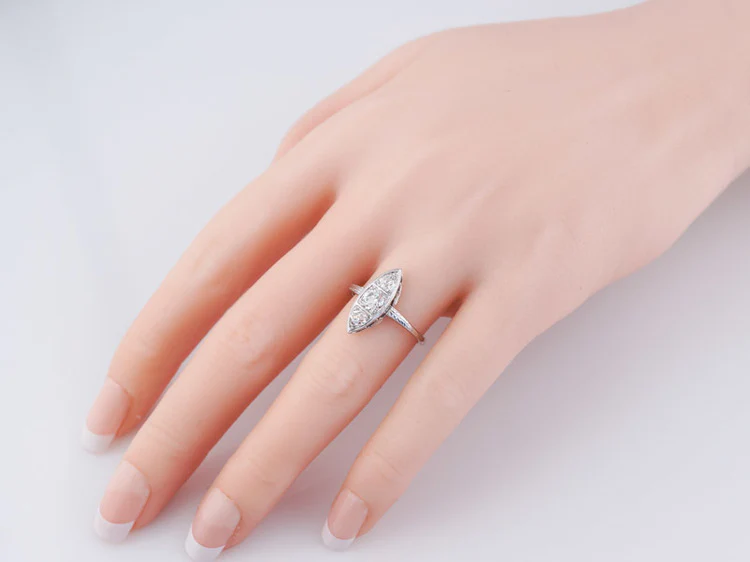 Antique Right Hand Ring Edwardian .72cttw Old European Cut Diamonds in 18k White Gold - Image 11