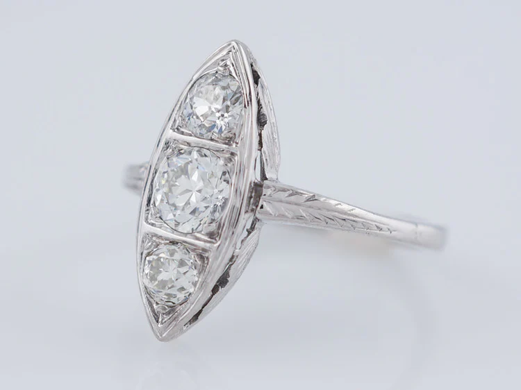 Antique Right Hand Ring Edwardian .72cttw Old European Cut Diamonds in 18k White Gold - Image 4