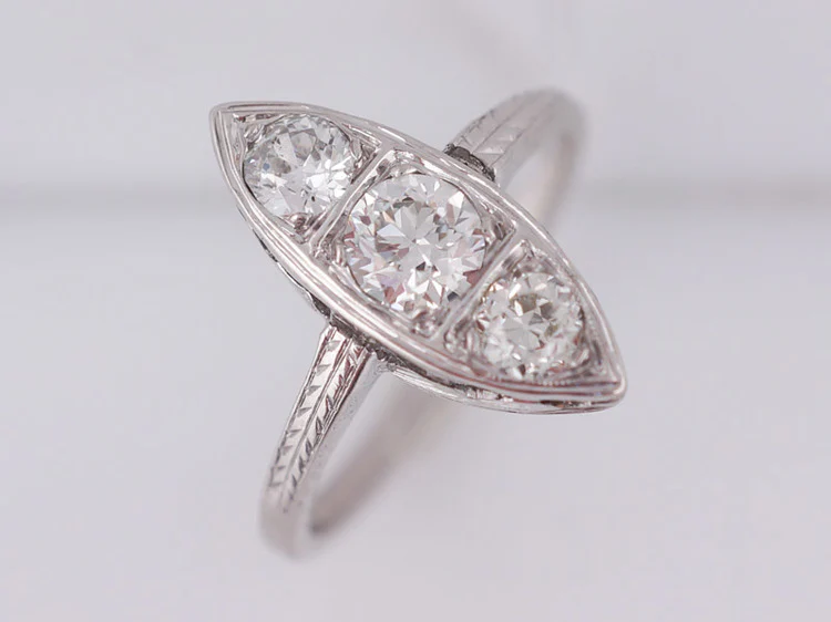 Antique Right Hand Ring Edwardian .72cttw Old European Cut Diamonds in 18k White Gold - Image 5