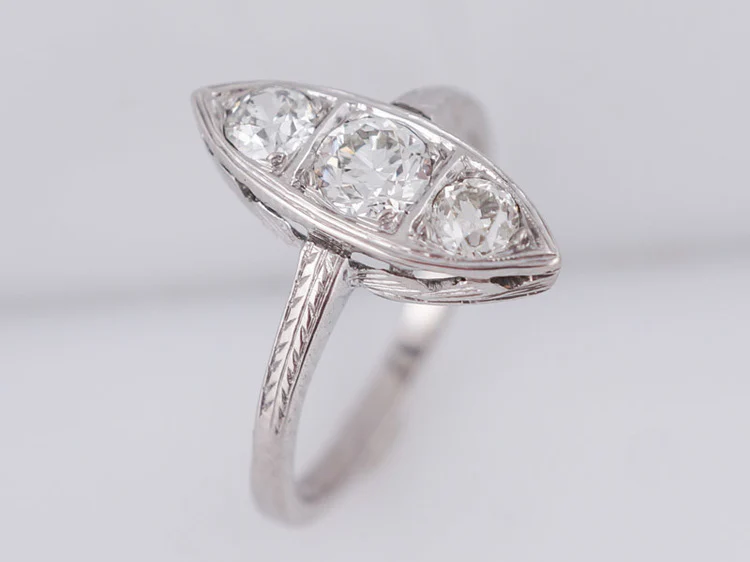 Antique Right Hand Ring Edwardian .72cttw Old European Cut Diamonds in 18k White Gold - Image 6