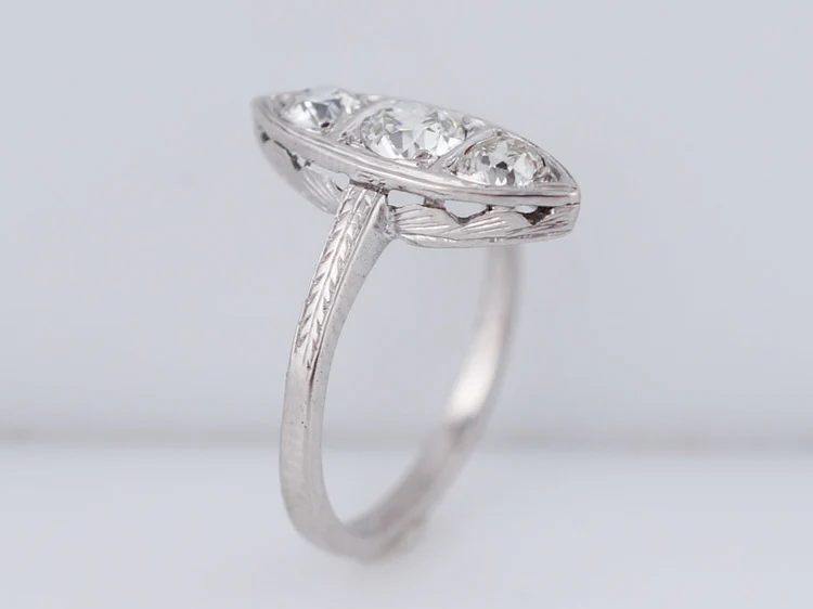 Antique Right Hand Ring Edwardian .72cttw Old European Cut Diamonds in 18k White Gold - Image 7