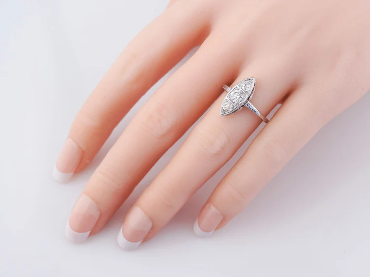 Antique Right Hand Ring Edwardian .72cttw Old European Cut Diamonds in 18k White Gold - Image 8