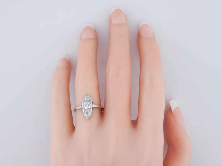 Antique Right Hand Ring Edwardian .72cttw Old European Cut Diamonds in 18k White Gold - Image 9