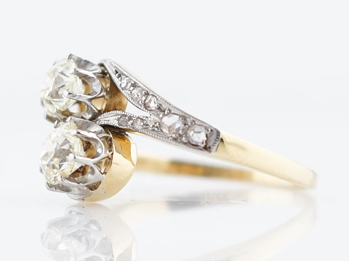 ***RTV***Antique Right Hand Ring Edwardian .76 Old Mine Cut Diamonds in Platinum & 18K Yellow Gold - Image 2
