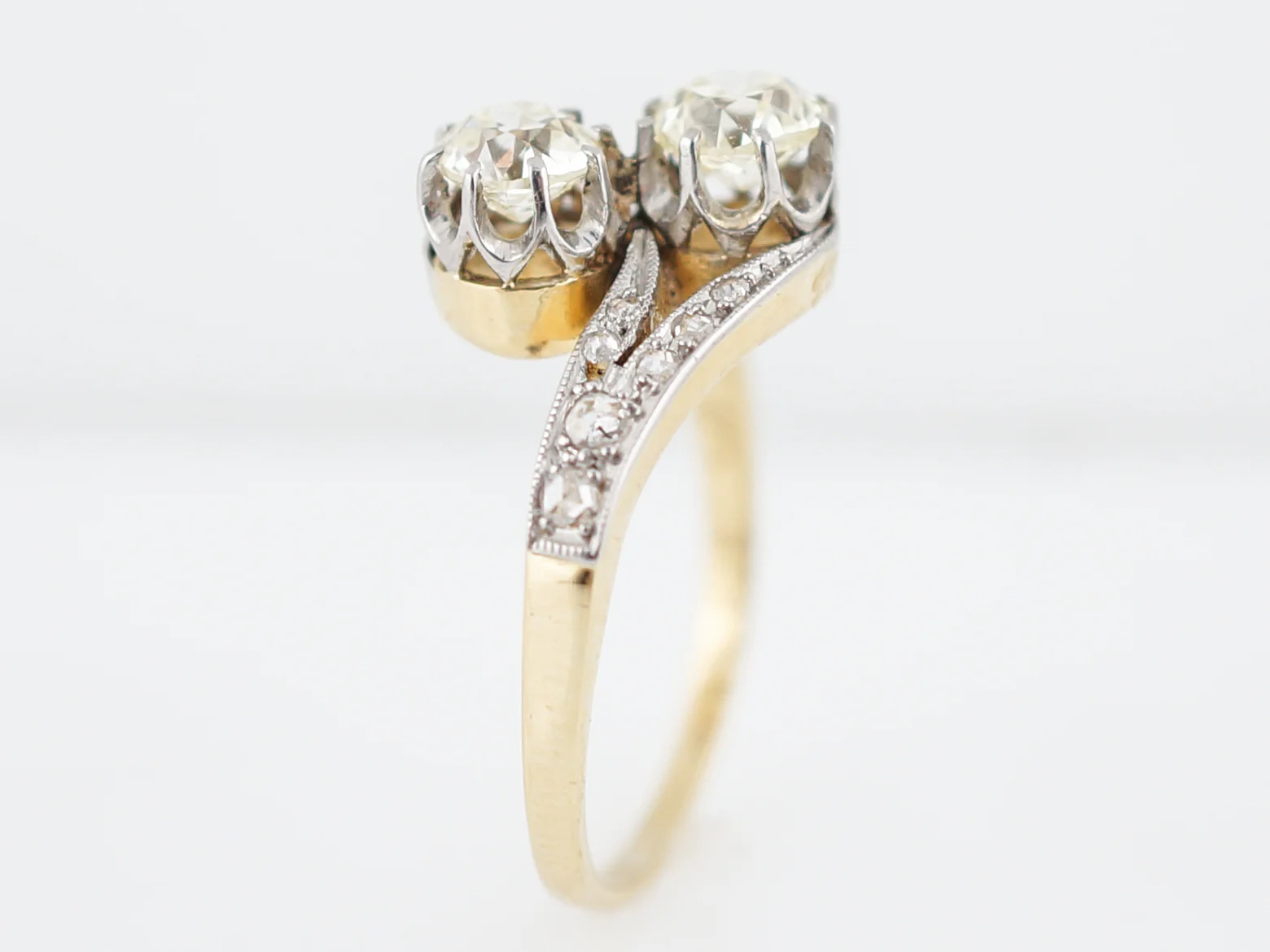 ***RTV***Antique Right Hand Ring Edwardian .76 Old Mine Cut Diamonds in Platinum & 18K Yellow Gold - Image 4