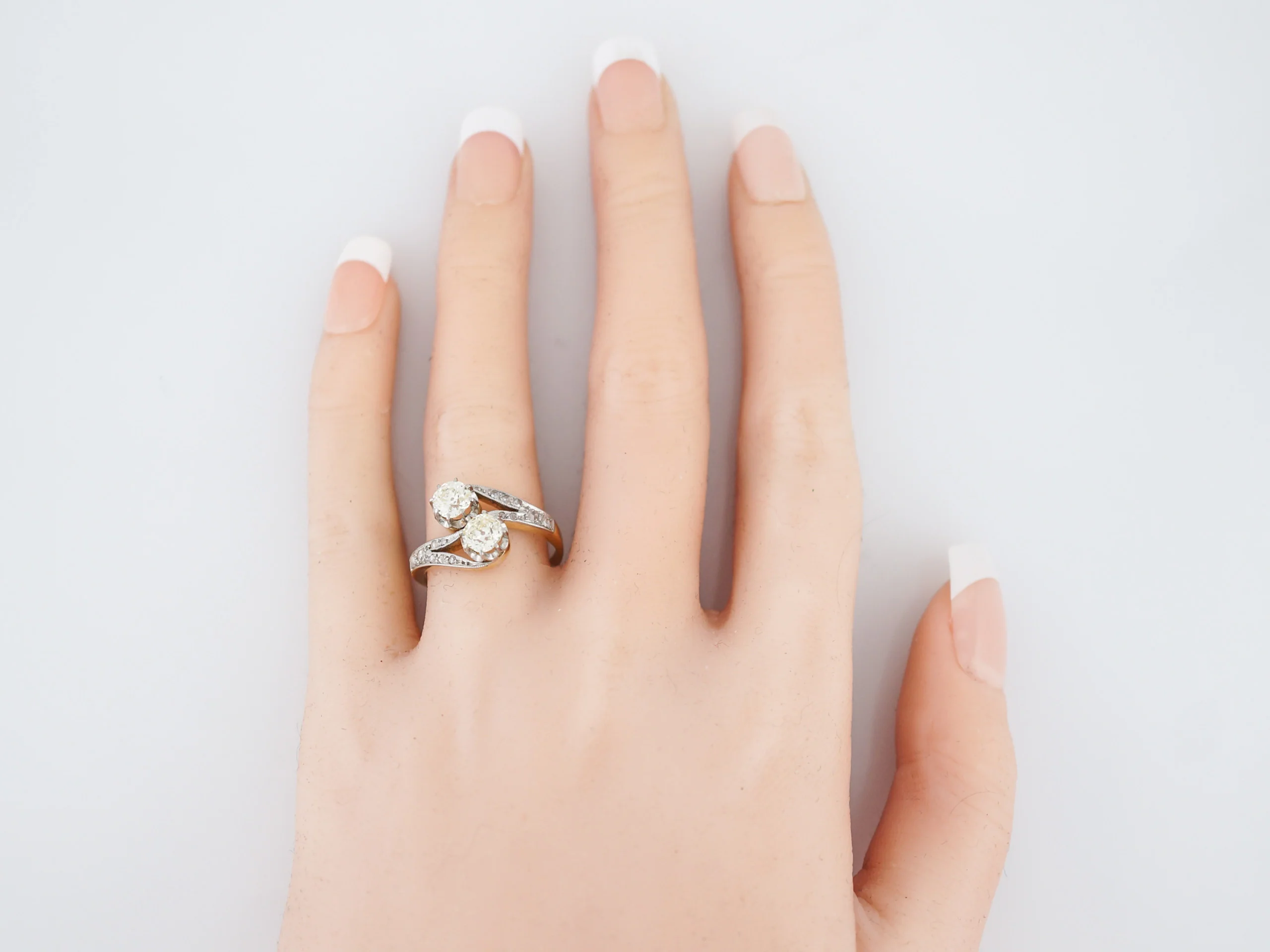 ***RTV***Antique Right Hand Ring Edwardian .76 Old Mine Cut Diamonds in Platinum & 18K Yellow Gold - Image 7