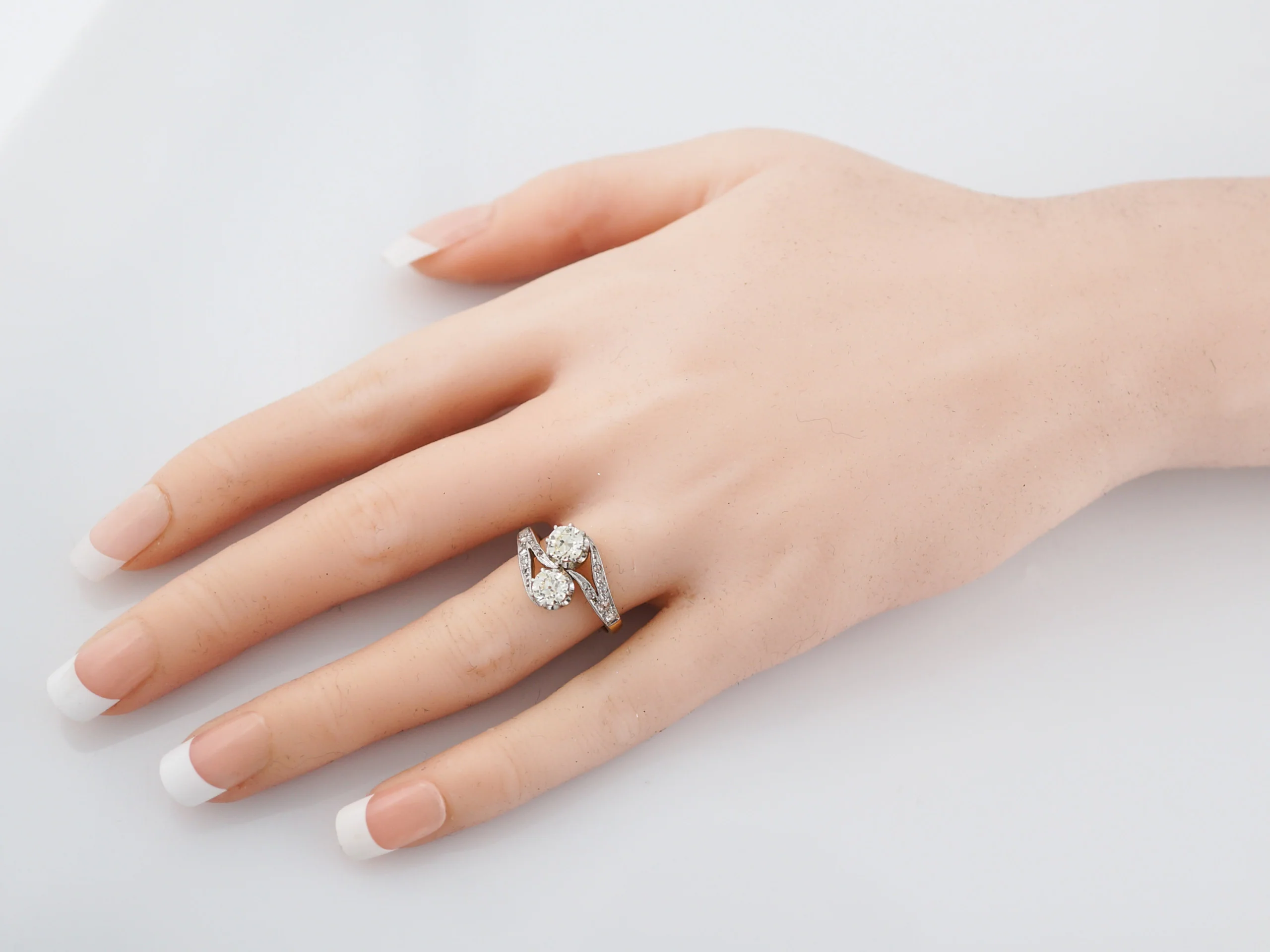 ***RTV***Antique Right Hand Ring Edwardian .76 Old Mine Cut Diamonds in Platinum & 18K Yellow Gold - Image 8