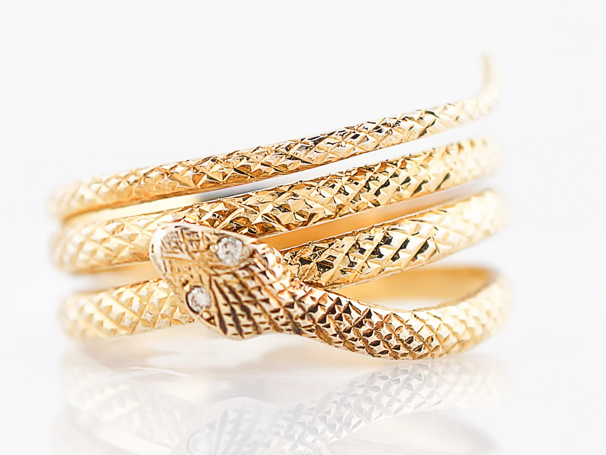 Antique Right Hand Ring Victorian .02 Single Cut Diamonds in 22k Yellow Gold - Image 2