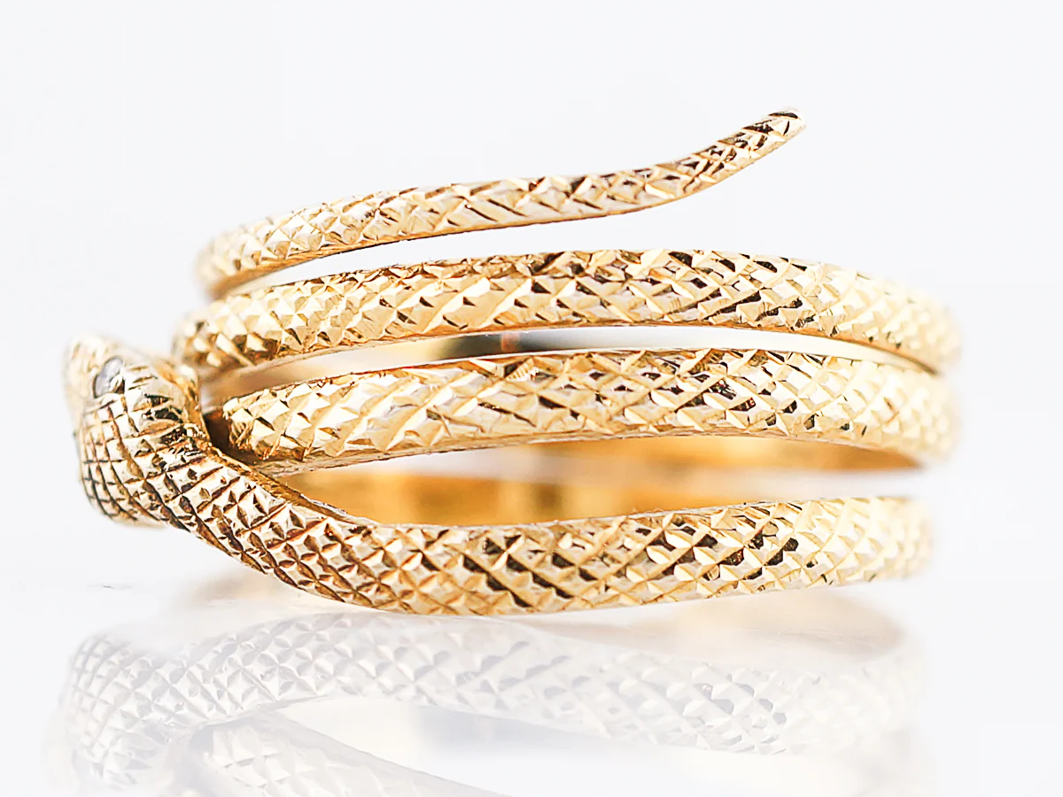 Antique Right Hand Ring Victorian .02 Single Cut Diamonds in 22k Yellow Gold - Image 3