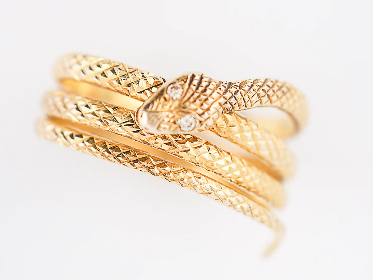 Antique Right Hand Ring Victorian .02 Single Cut Diamonds in 22k Yellow Gold - Image 5