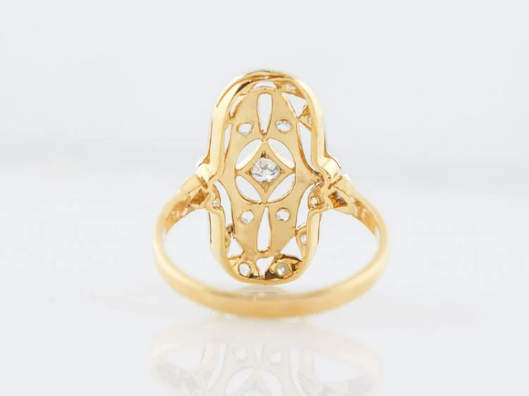 Antique Right Hand Ring Victorian .05 Old European Cut Diamond in 14k Yellow & White Gold - Image 4