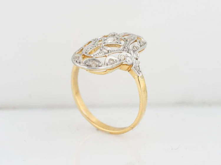 Antique Right Hand Ring Victorian .05 Old European Cut Diamond in 14k Yellow & White Gold - Image 6
